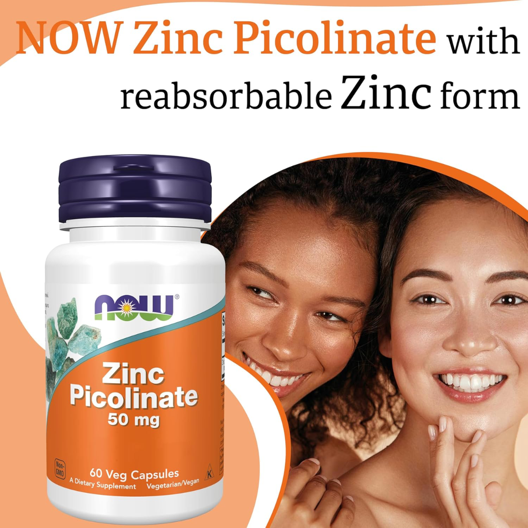 NOW Foods Zinc Picolinate 50MG 60 Veg Capsules