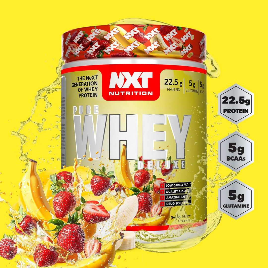 NXT Nutrition Pure Whey Deluxe 510g Strawberry Banana