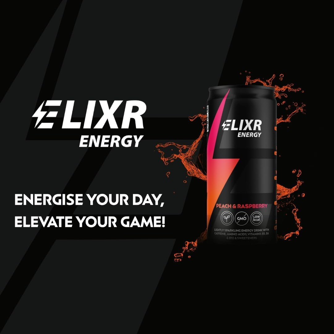 Elixr Energy Energy Drink 12x330ml Peach & Raspberry