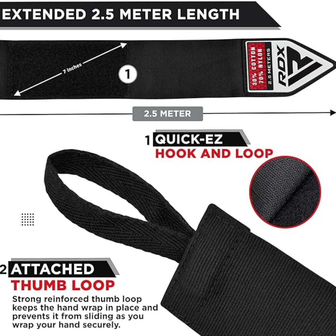 RDX Hand Wraps 2.5 Meter Black