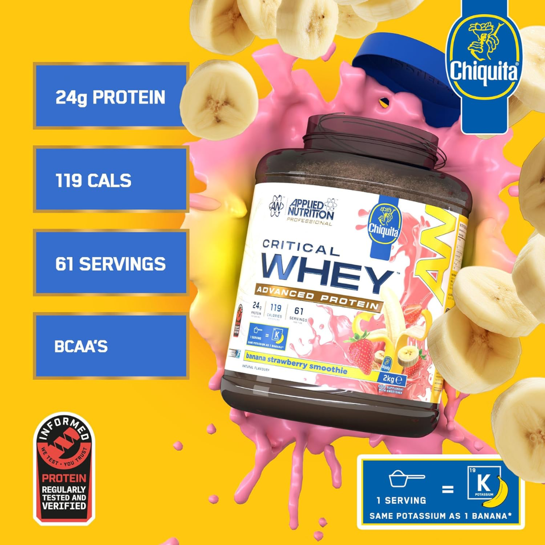 Applied Nutrition Critical Whey 2kg Chiquita Banana Strawberry Smoothie