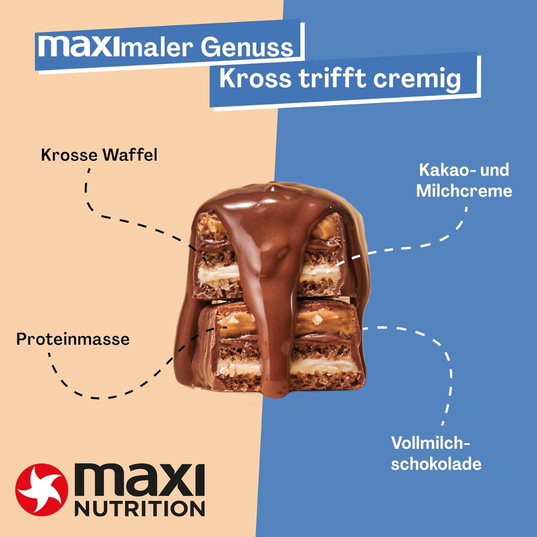 MaxiNutrition Protein Waffle Bar 12x40g Milk & Hazelnut