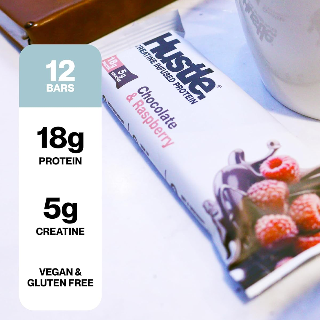 Hustle Creatine Protein Bar 12x75g Chocolate Raspberry