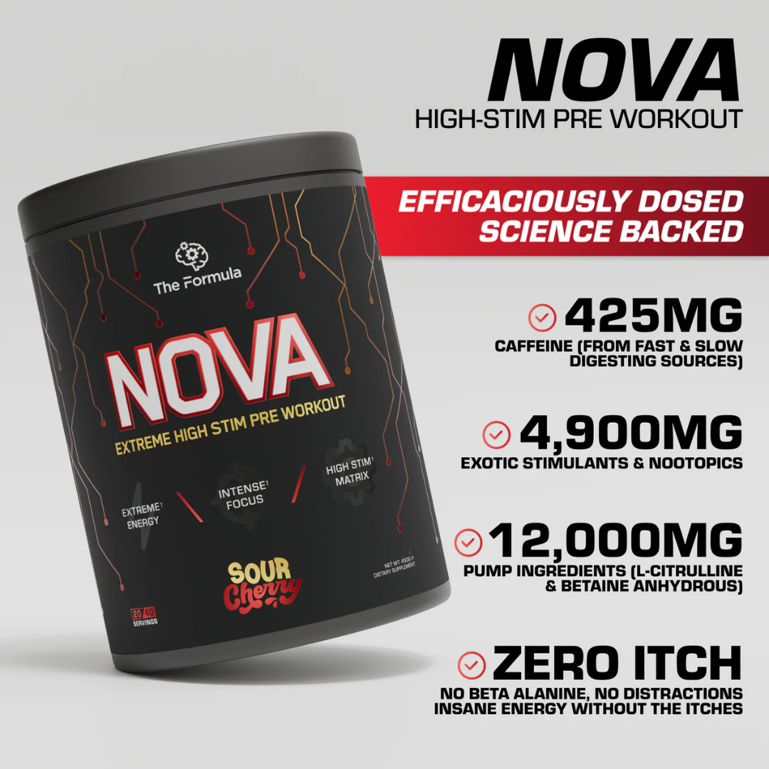 The Formula NOVA High-Stim Pre Workout 450g Sour Cherry