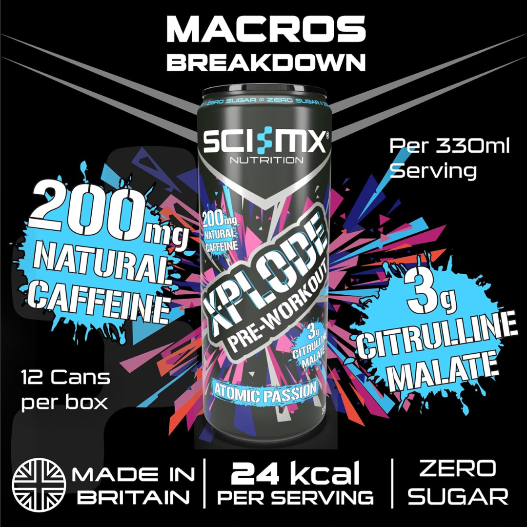 SCI-MX X-PLODE Pre-Workout Energy Drink 12x330ml Atomic Passion
