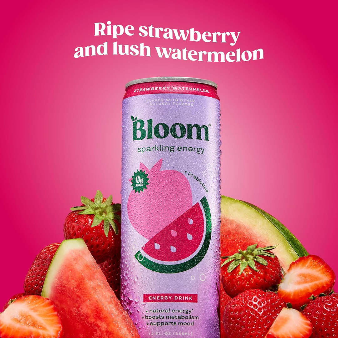 Bloom Sparkling Energy 12x250ml Strawberry Watermelon