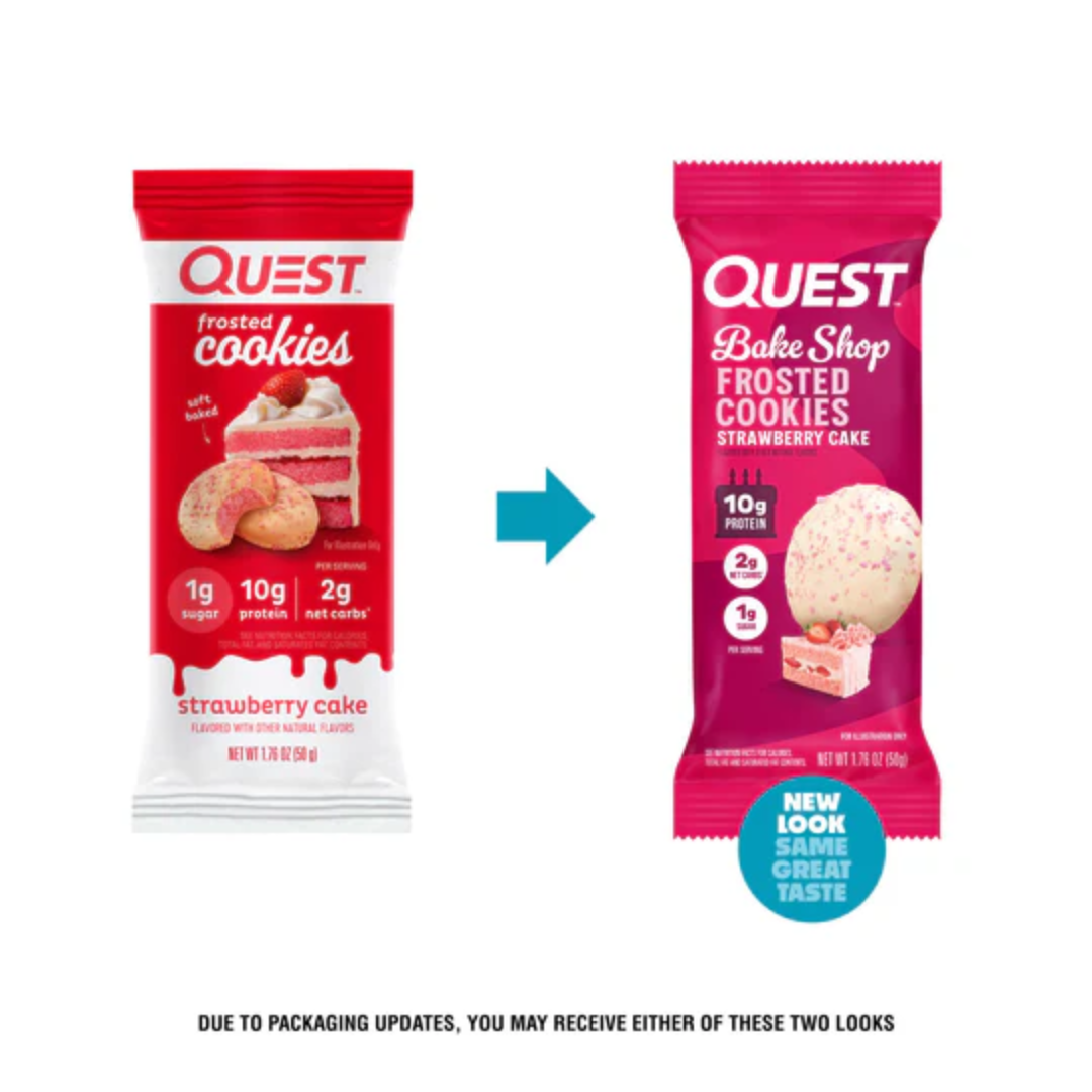 Quest Nutrition Bakeshop Frosted Cookie 8x50g (2 Cookie Packs) Strawberry Cake