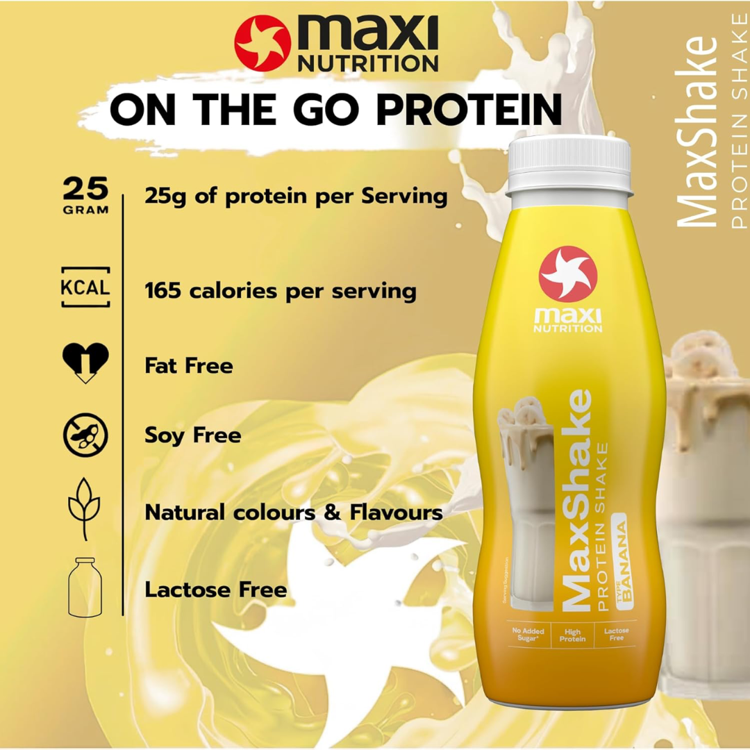 MaxiNutrition MaxShake Protein Milkshake 12x330ml Banana
