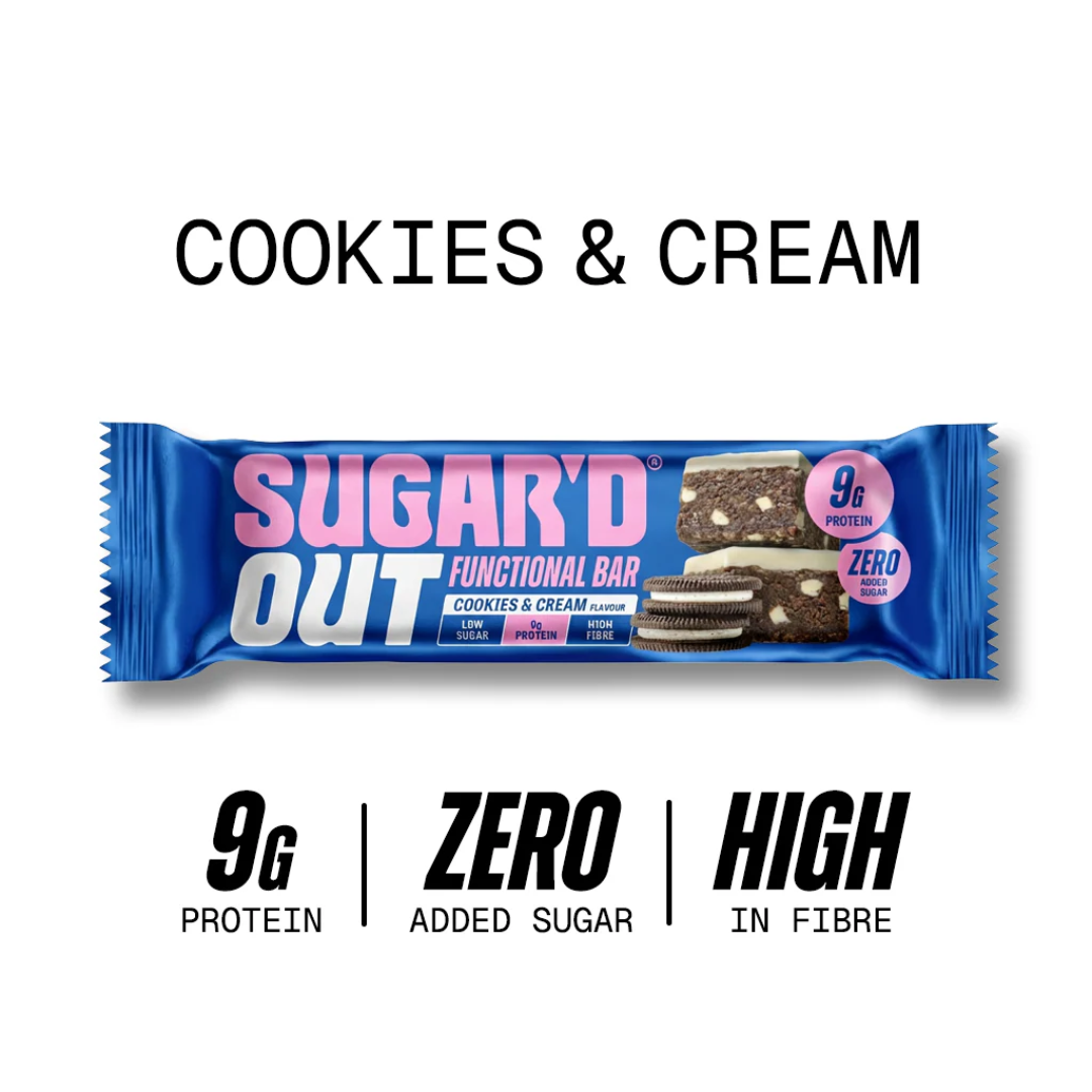 Sugar'd Out Protein + Fibre Oat Bar 15x62g Cookies & Cream