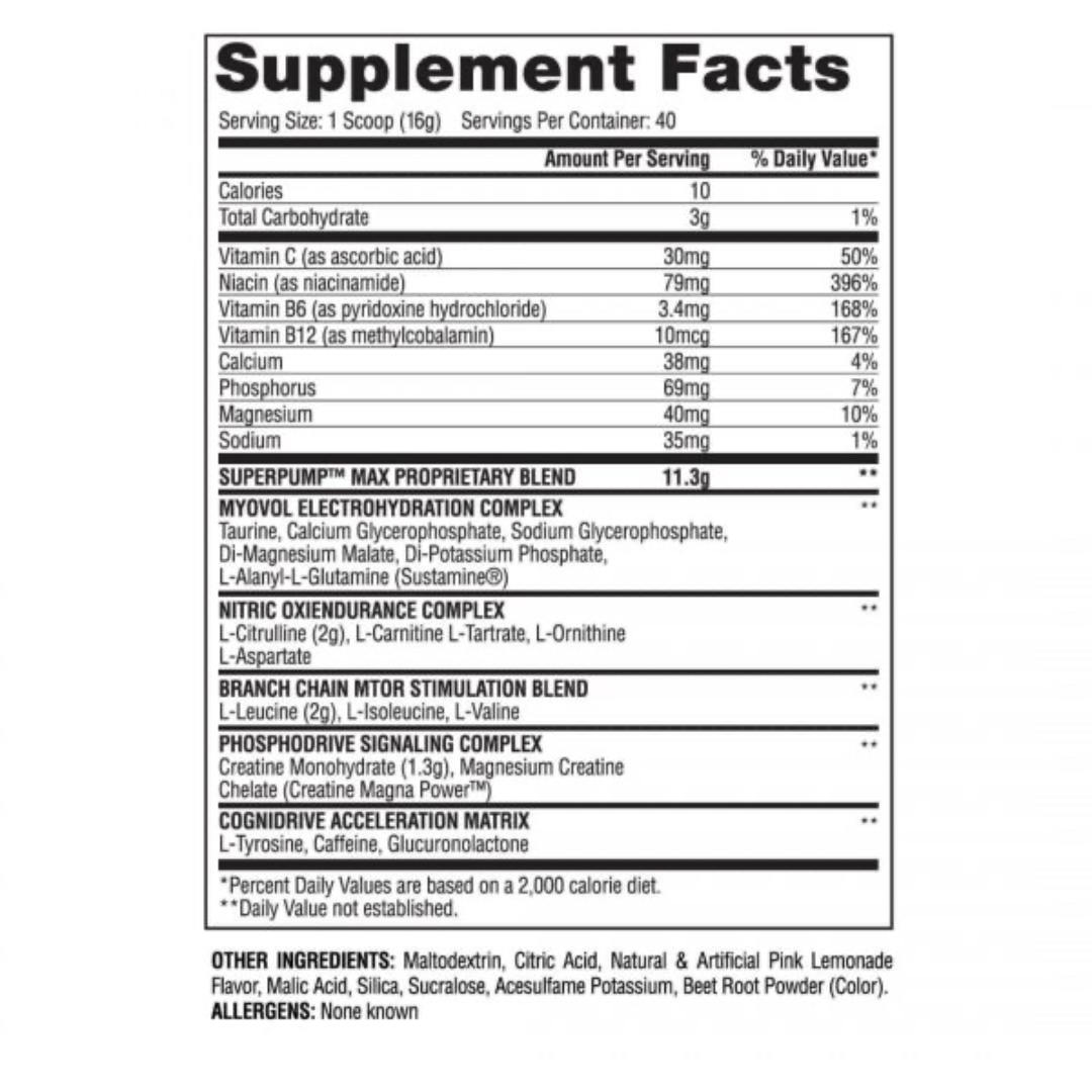 Gaspari Nutrition SuperPump Max 640g Pink Lemonade