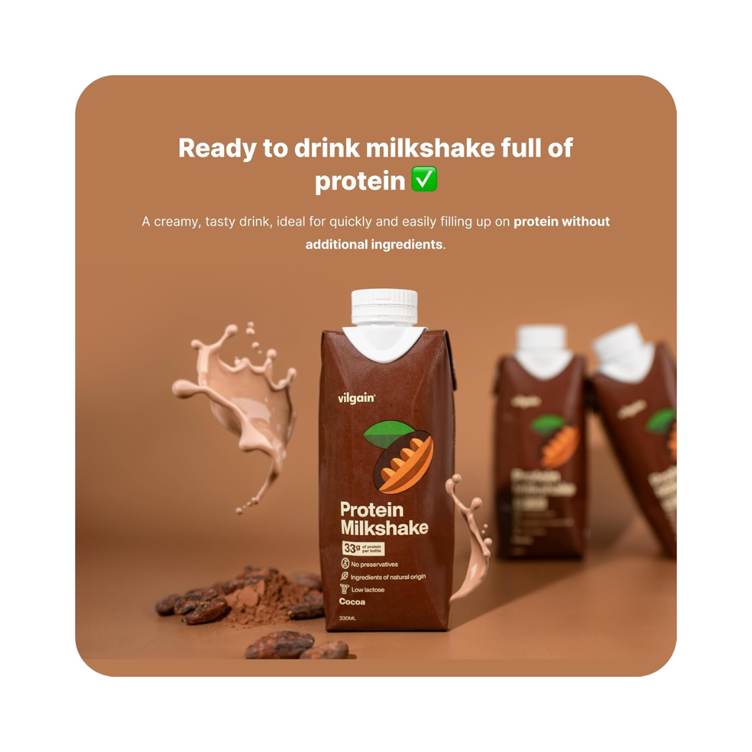 Vilgain Protein Milkshake 12x330ml Cocoa