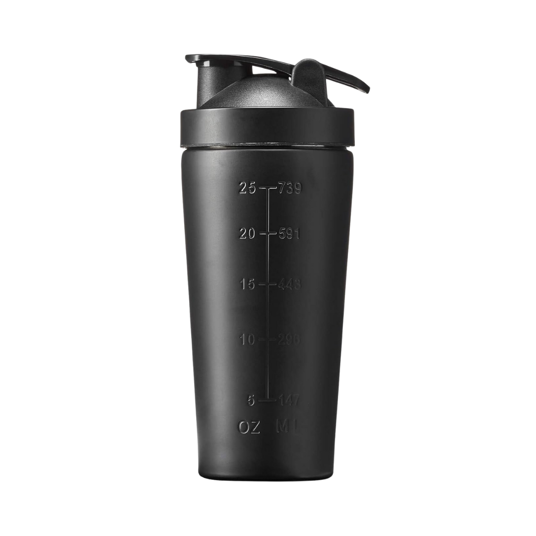 Bulk Deluxe Steel Shaker Bottle 750ml Jet Black