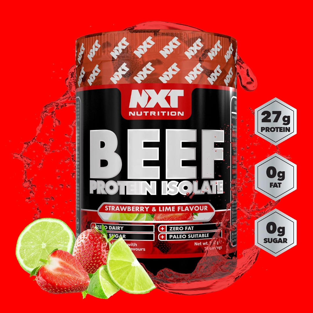 NXT Nutrition Beef Protein Isolate 540g Strawberry & Lime