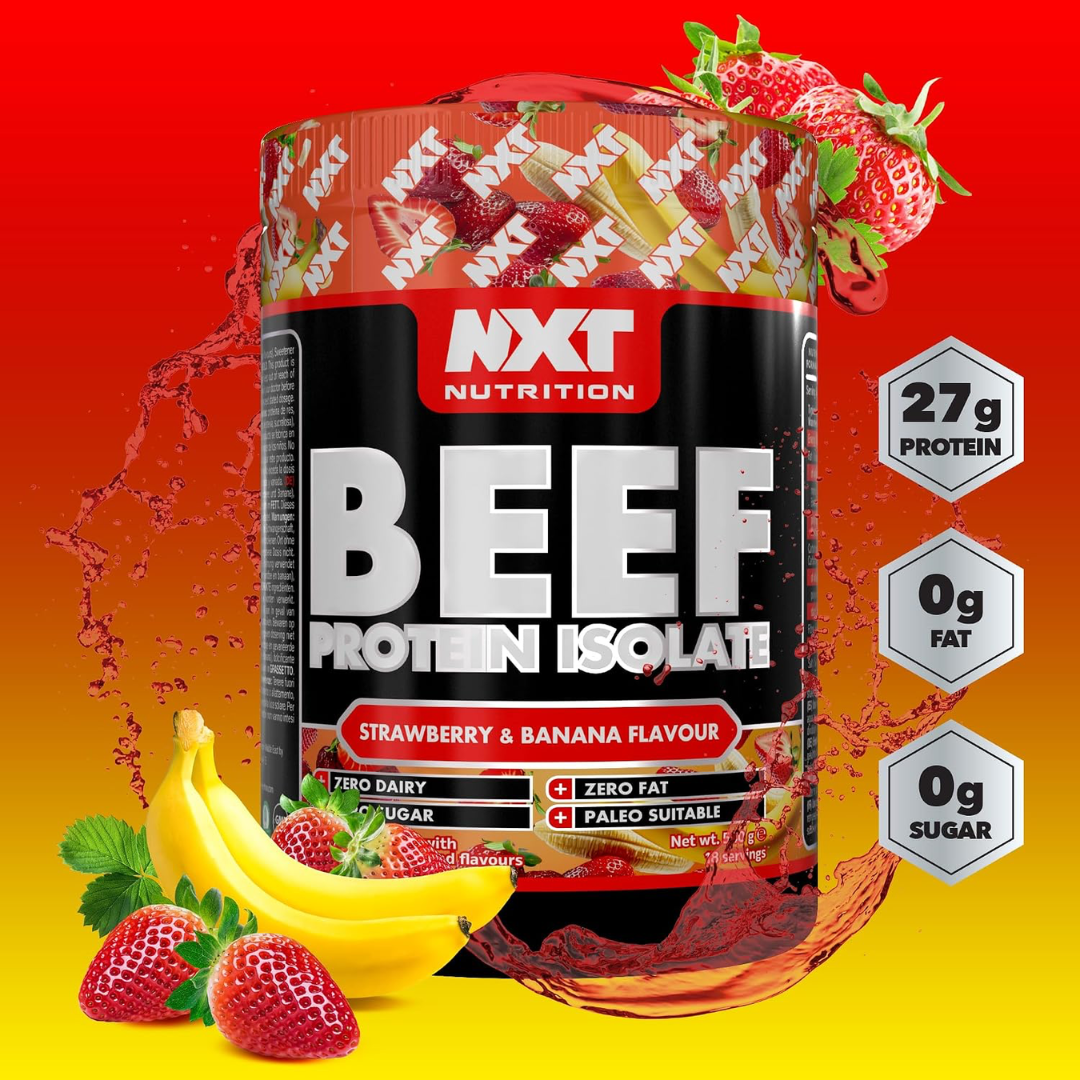 NXT Nutrition Beef Protein Isolate 540g Strawberry Banana