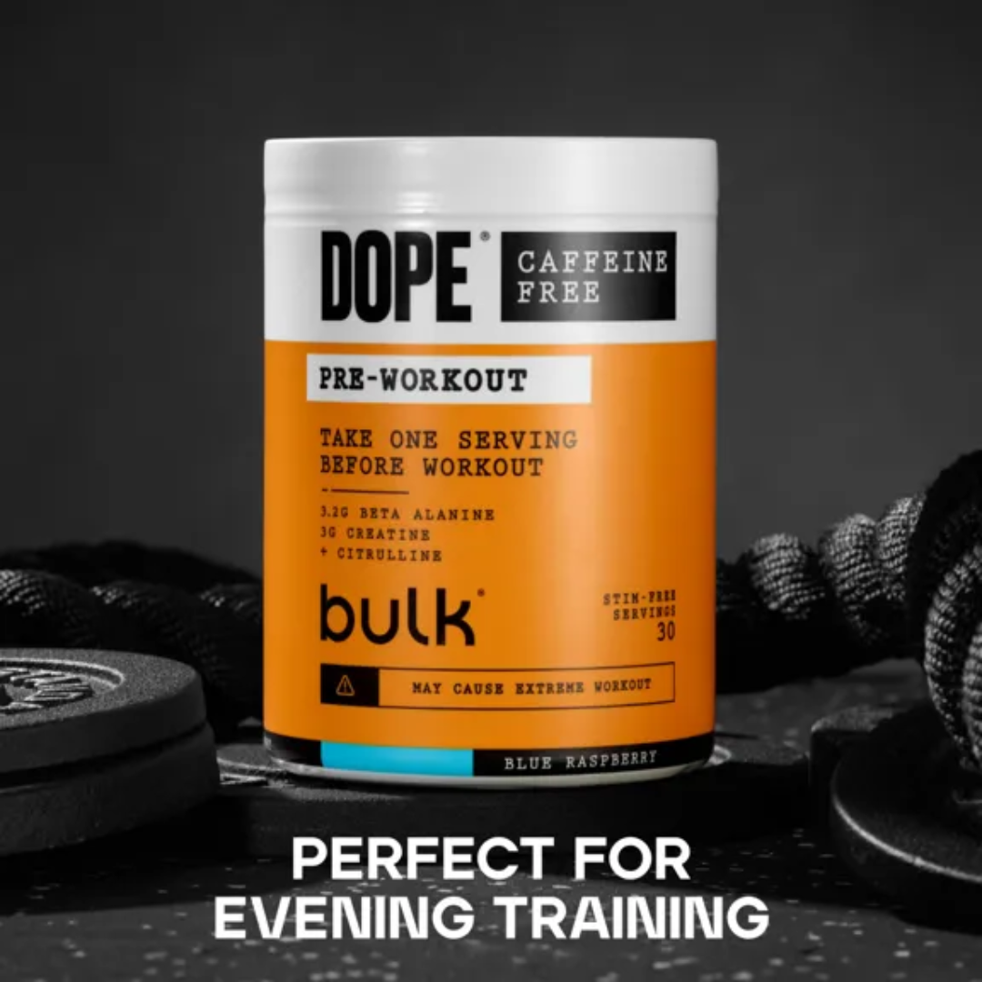 Bulk Dope Pre Workout Caffeine Free 510g Blue Raspberry