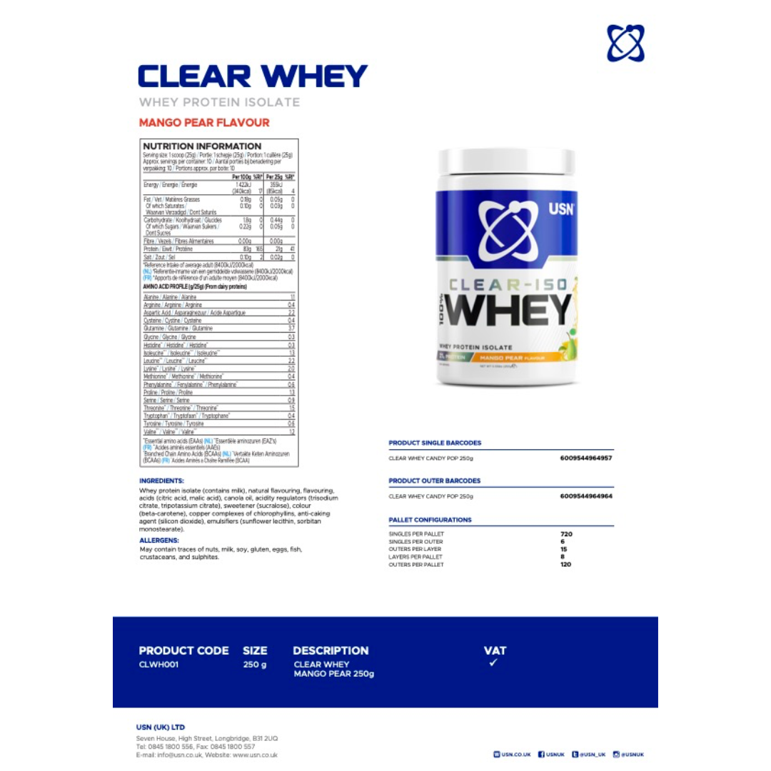 USN Isoclear Whey 250g Mango Pear