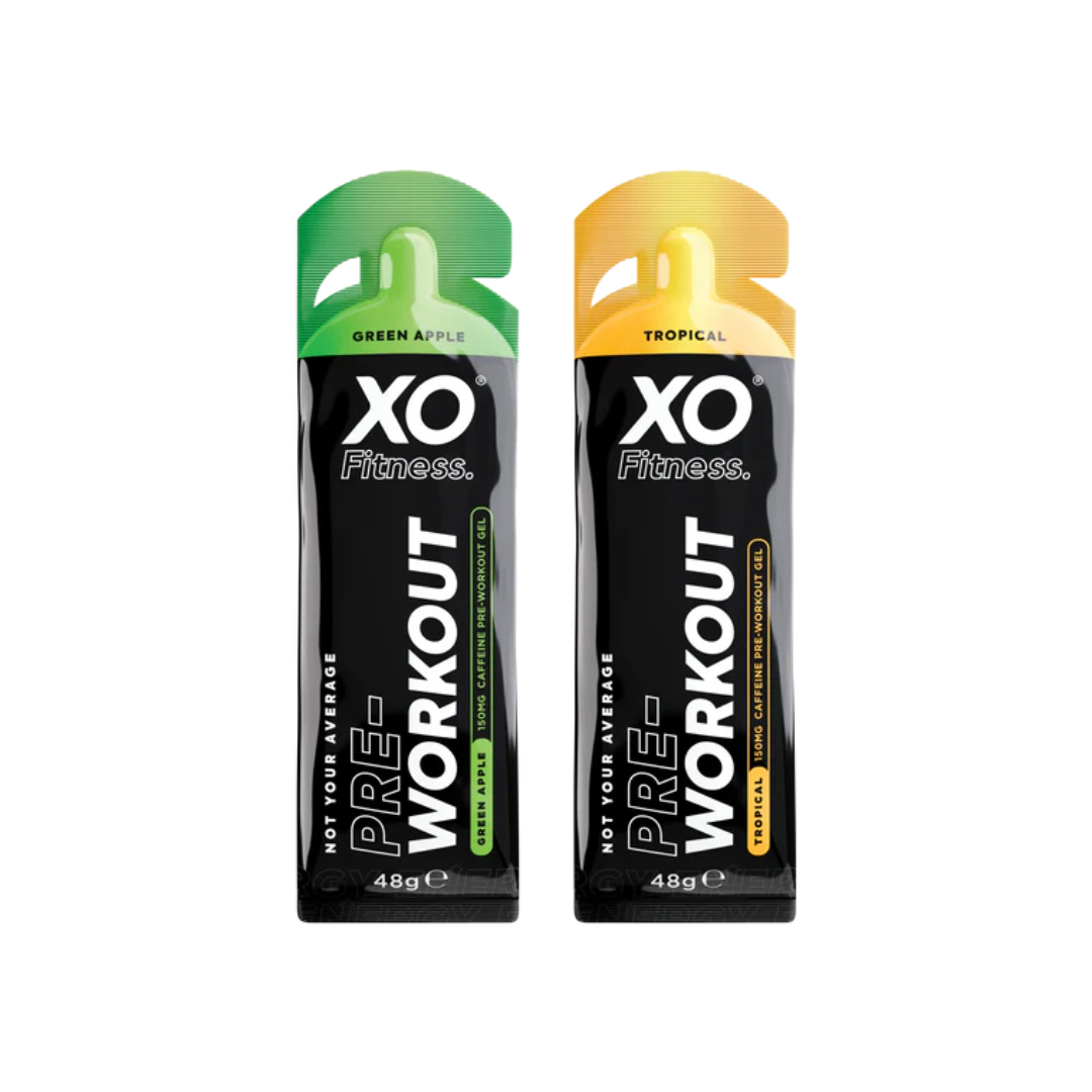 XO Fitness Pre-Workout Gel Mix Case 24x70g Tropical / Green Apple