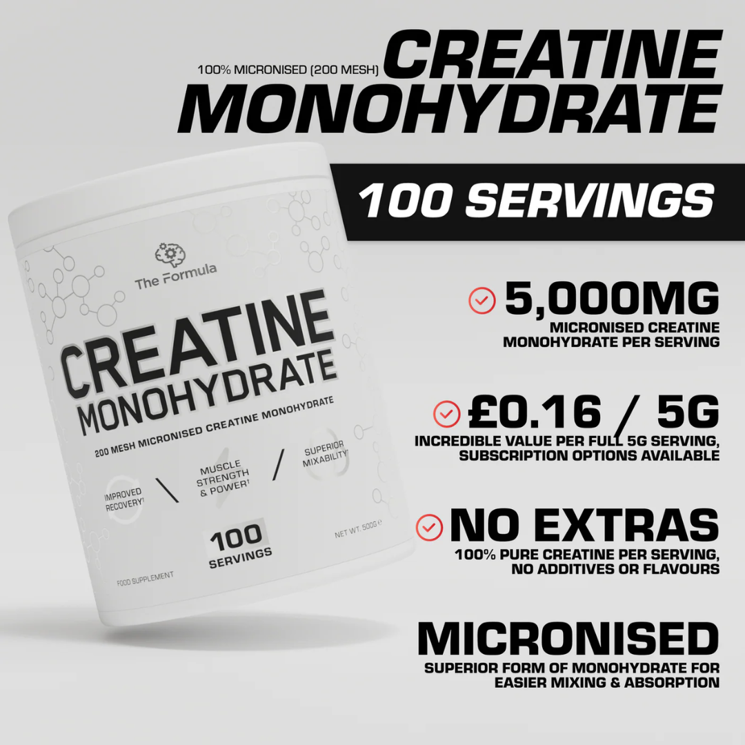 The Formula CREATINE Monohydrate 100% Micronised 500g Unflavoured