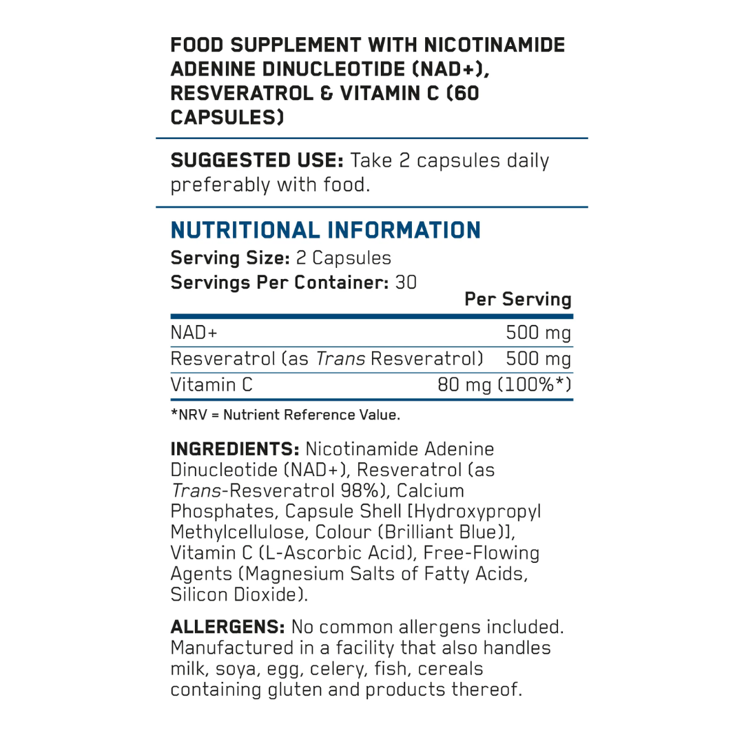 Applied Nutrition NAD+ RESVERATROL 60 Caps