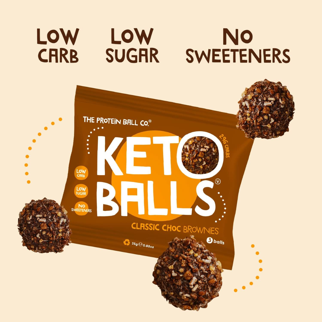 The Protein Ball Co Keto Ball Snack 20x25g Classic Choc Brownies
