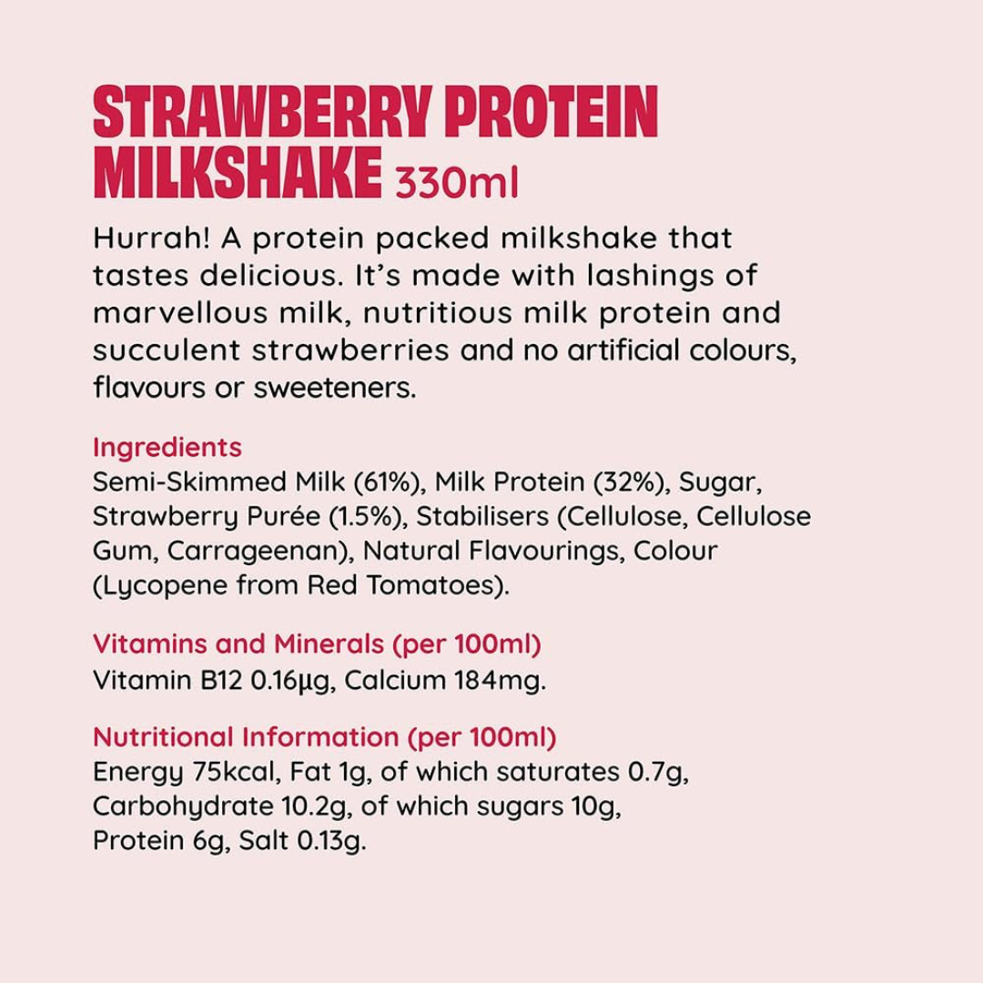 Shaken Udder Protein Milkshake 8x330ml Strawberry