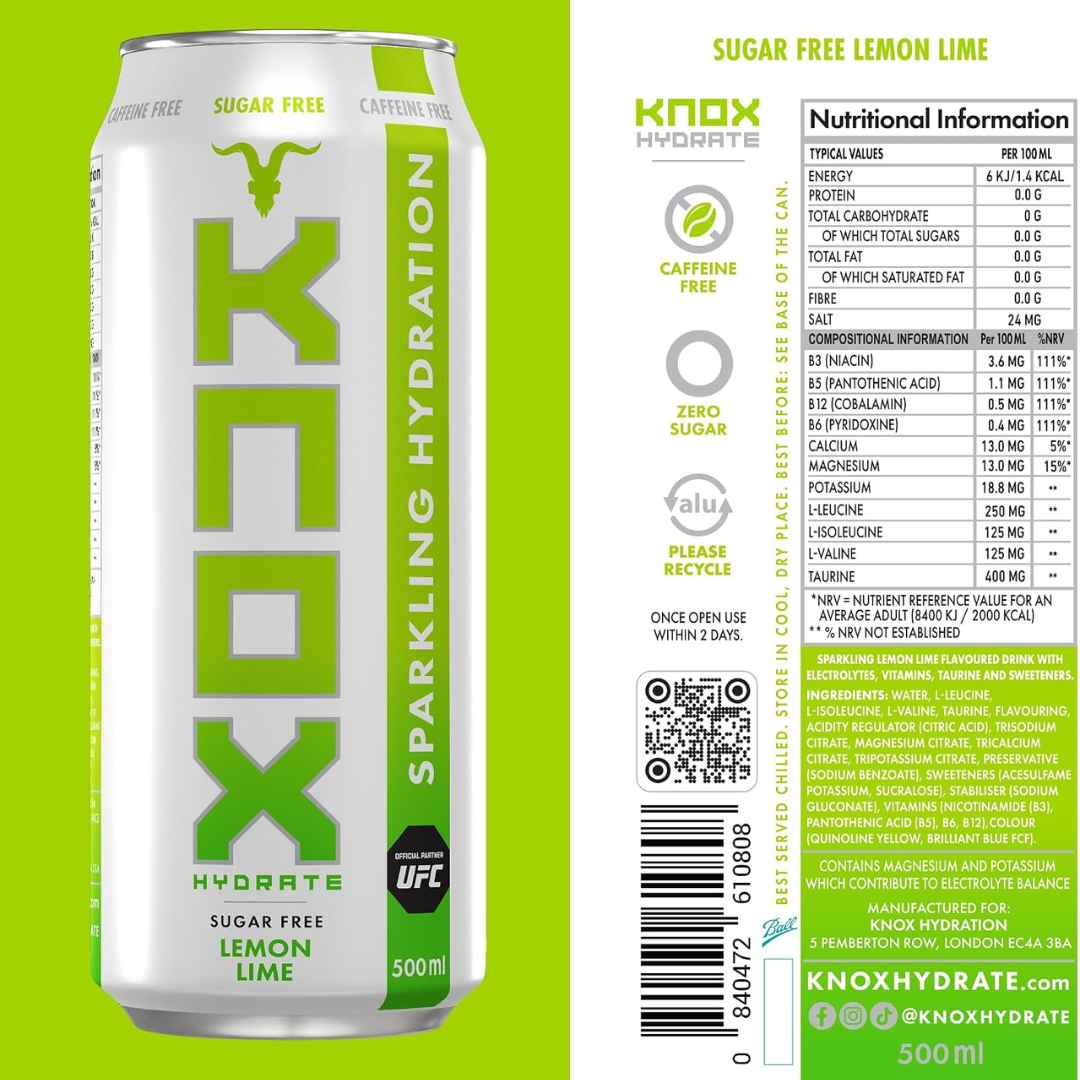 KNOX Hydrate 12x500ml Lemon Lime