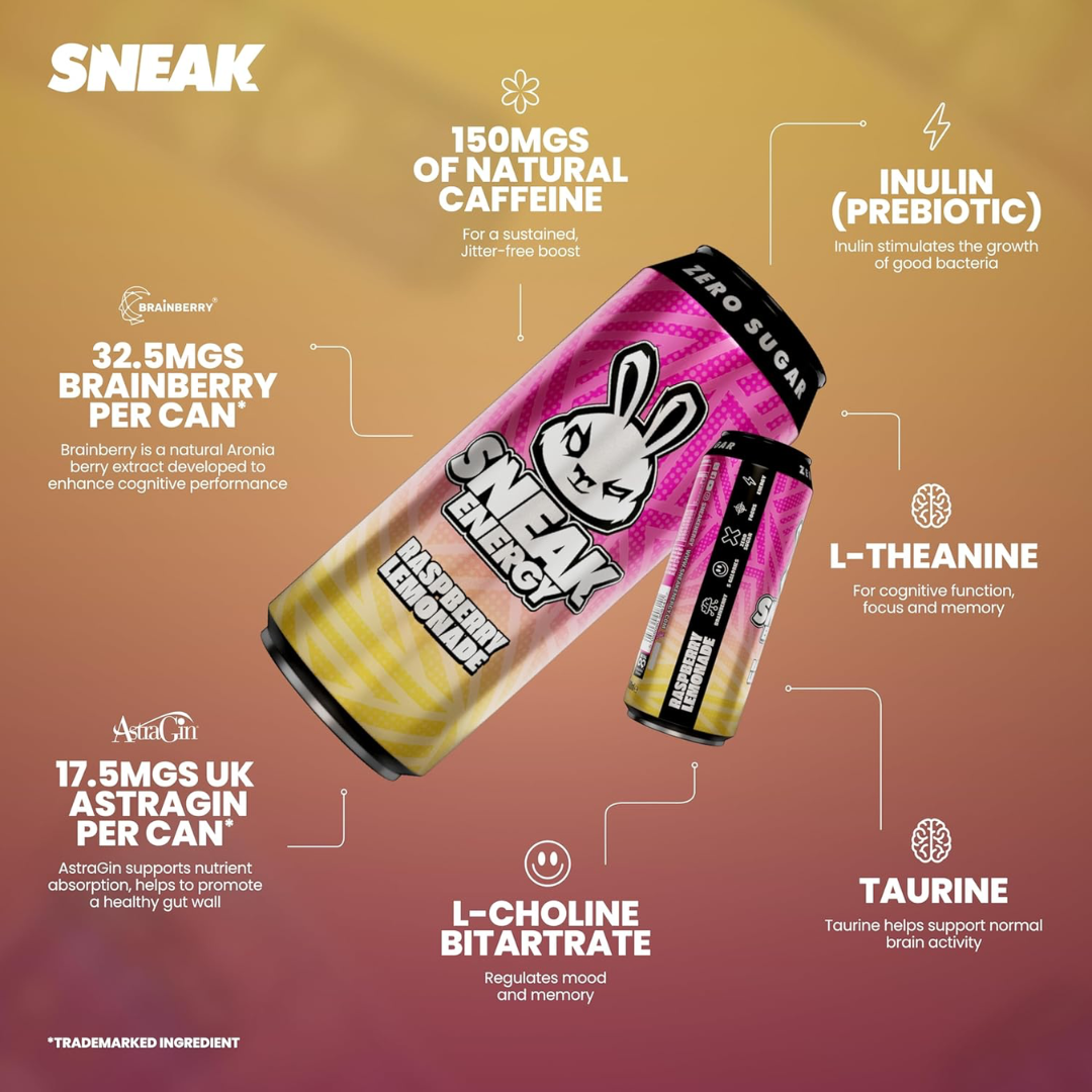 SNEAK Energy 12x500ml Raspberry Lemonade