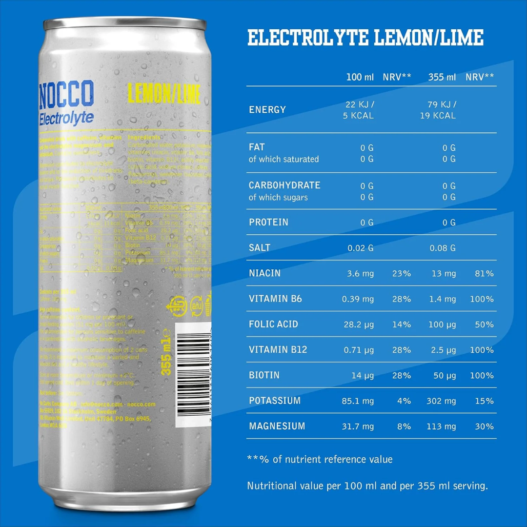 NOCCO Electrolyte 12x355ml - Lemon Lime
