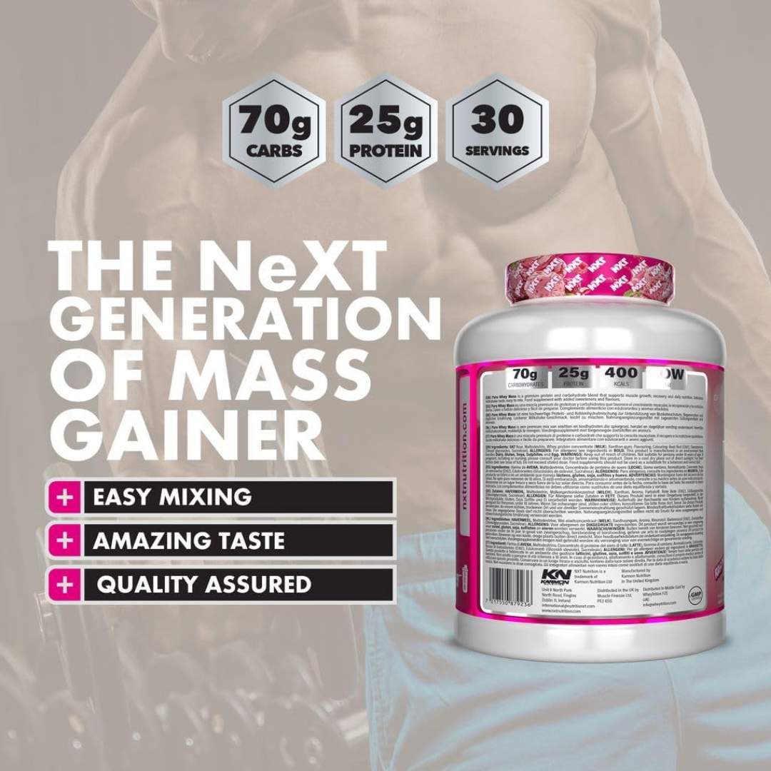 NXT Nutrition NXT Pure Whey Mass 3.18kg Raspberry Ripple Ice Cream
