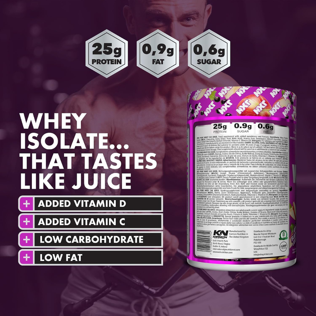 NXT Nutrition Pure Whey ISO Juice 900g Apple & Blackcurrant Squash