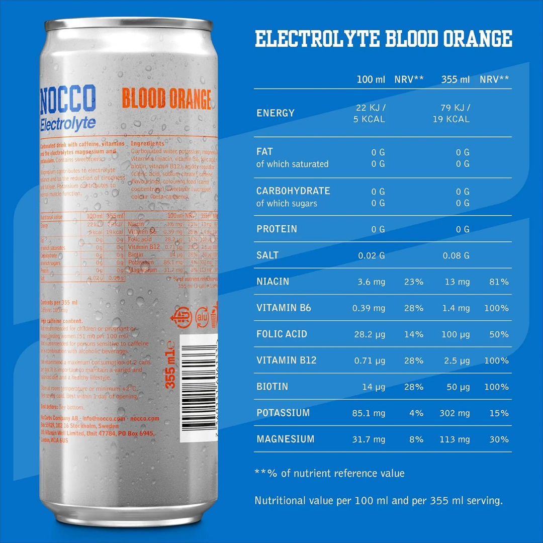NOCCO Electrolyte 12x355ml - Blood Orange