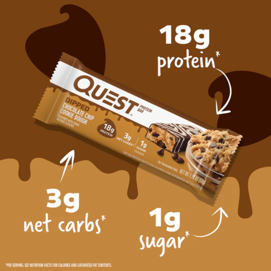 Quest Nutrition 12x50g Dipped Chocolate Chip Cookie Dough