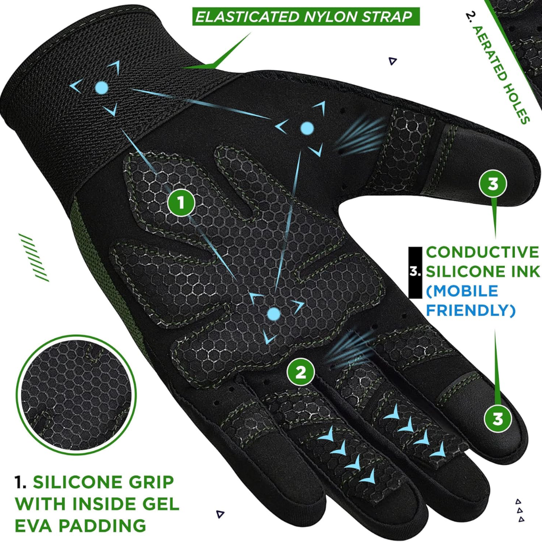 RDX Gym Weight Lifting Gloves W1 Plus Army Green