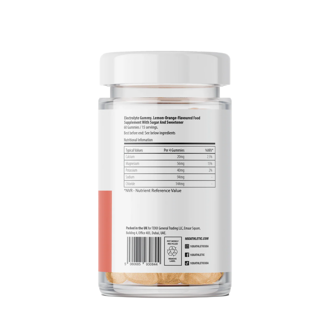 10X Athletic Electrolyte Gummies 60 Softgels Lemon + Orange