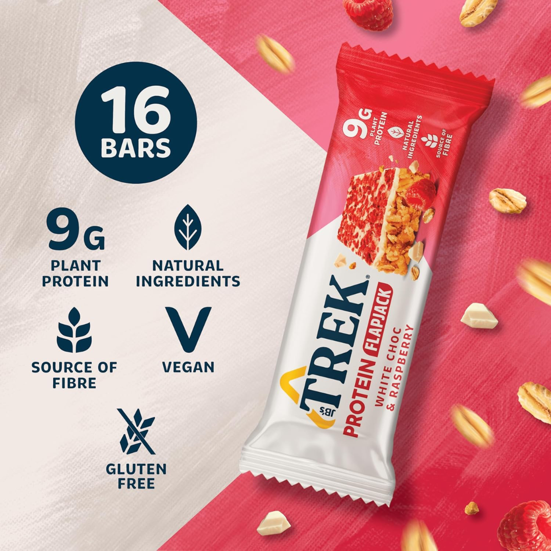 Trek Protein Flapjack 16x50g White Choc & Raspberry