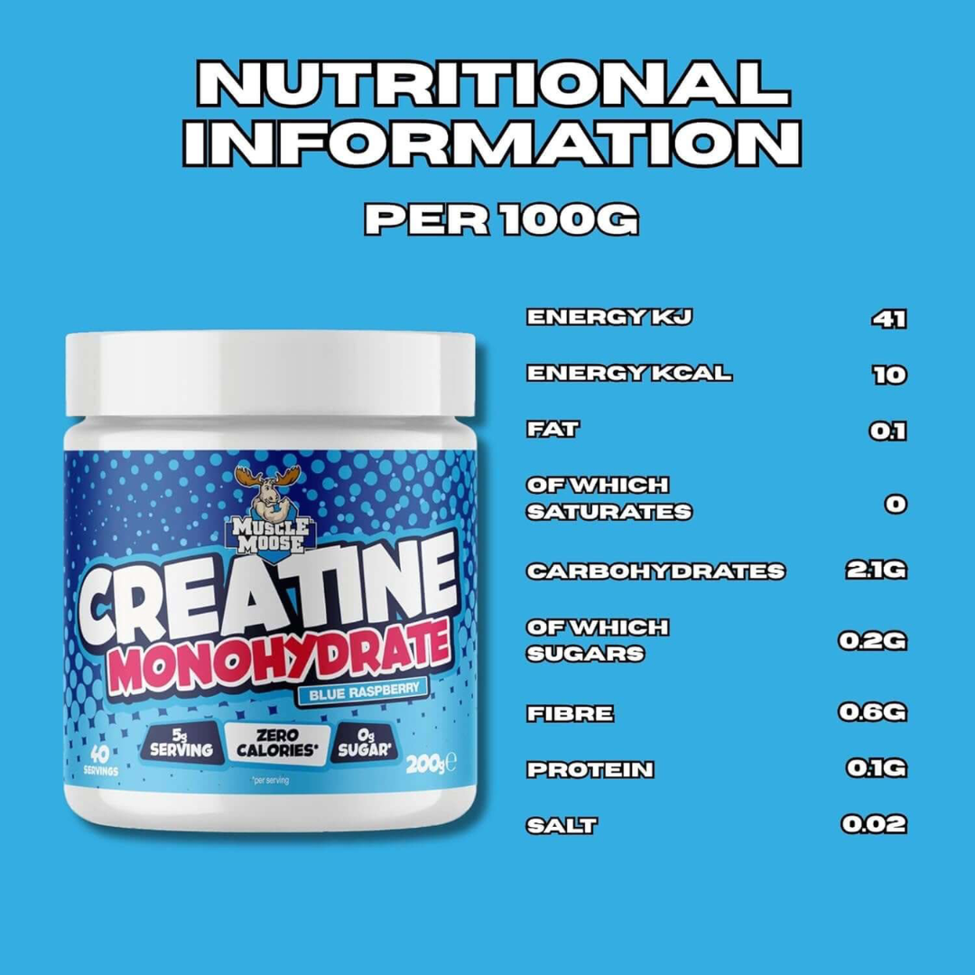 Muscle Moose Creatine Monohydrate (Flavoured) 200g Blue Raspberry
