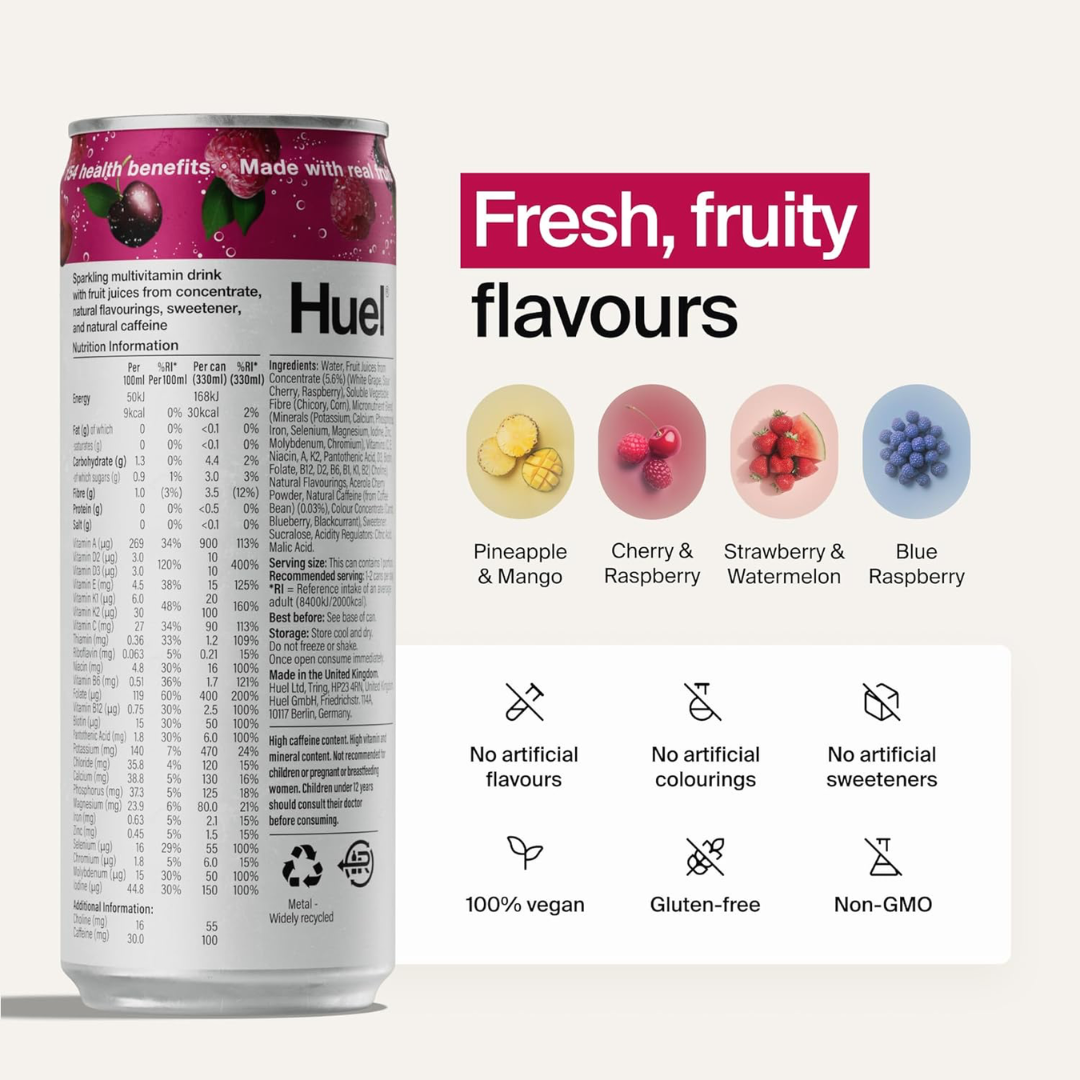 Huel Daily A-Z Vitamins 12x330ml - Cherry & Raspberry