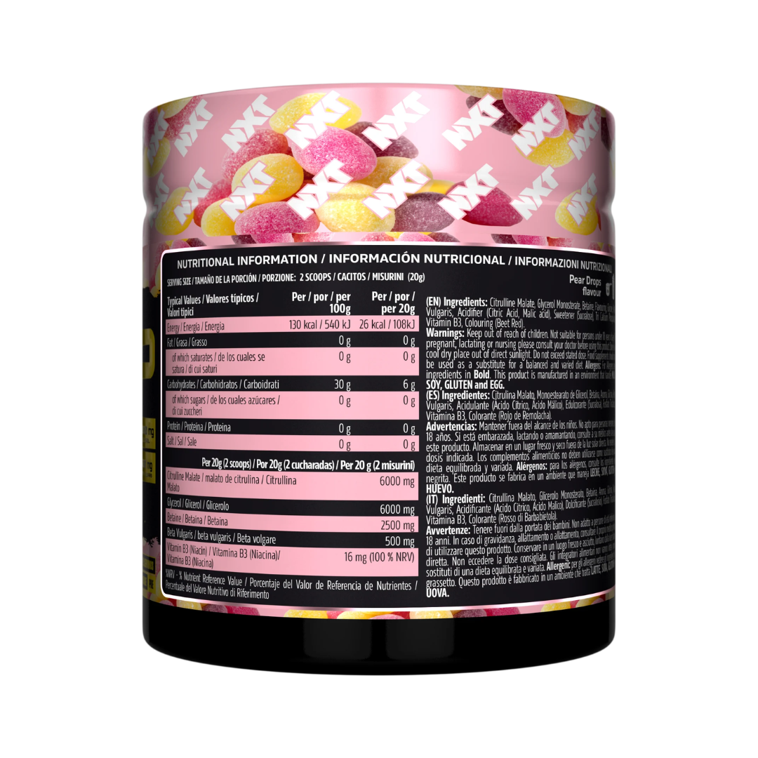 NXT Nutrition TNT Nuclear PUMP (Stim-Free) 500g Pear Drops