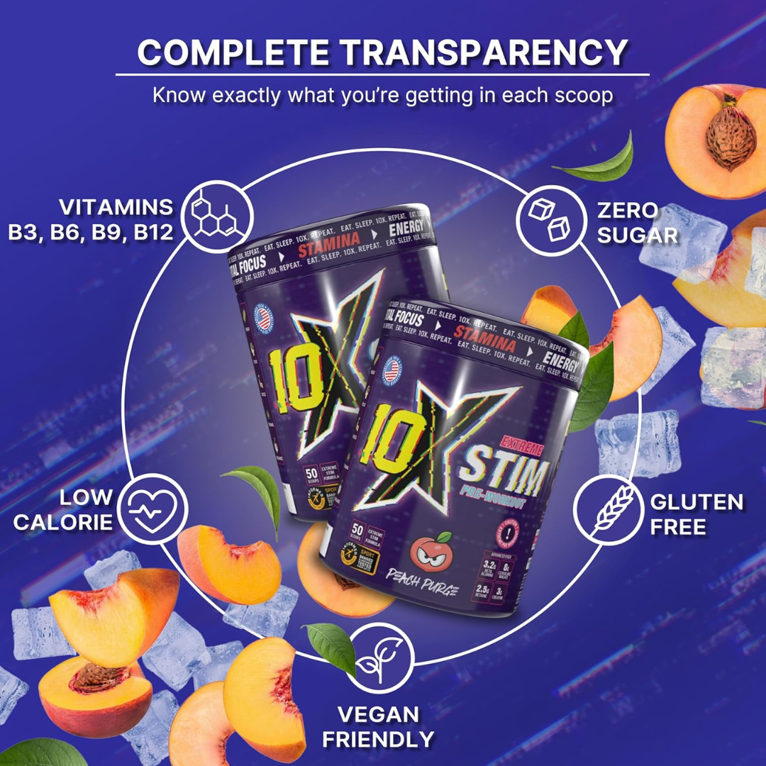 10X Athletic STIM 600g Peach Purge