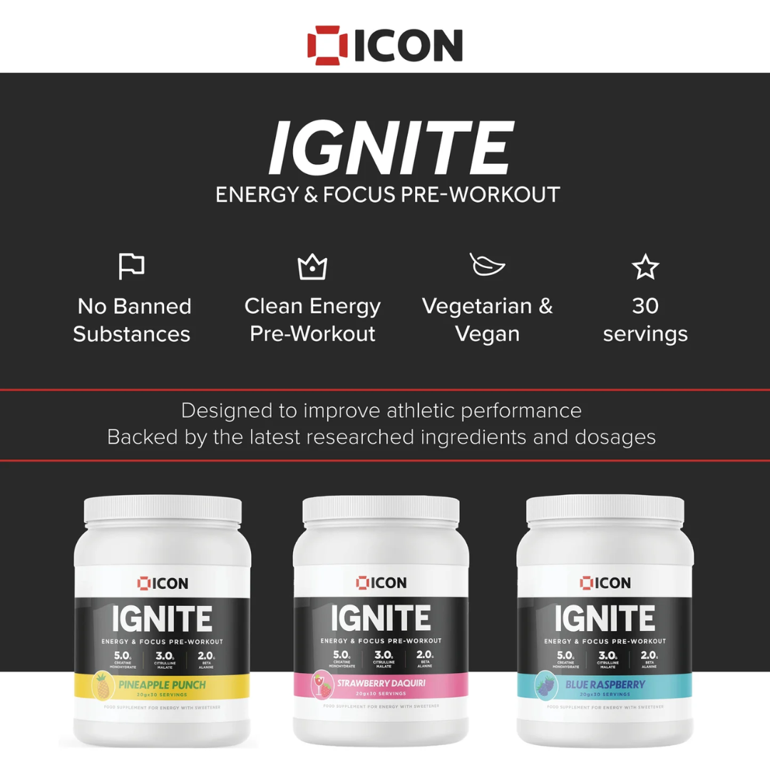 ICON Nutrition IGNITE Pre-Workout 600g Strawberry Daquiri