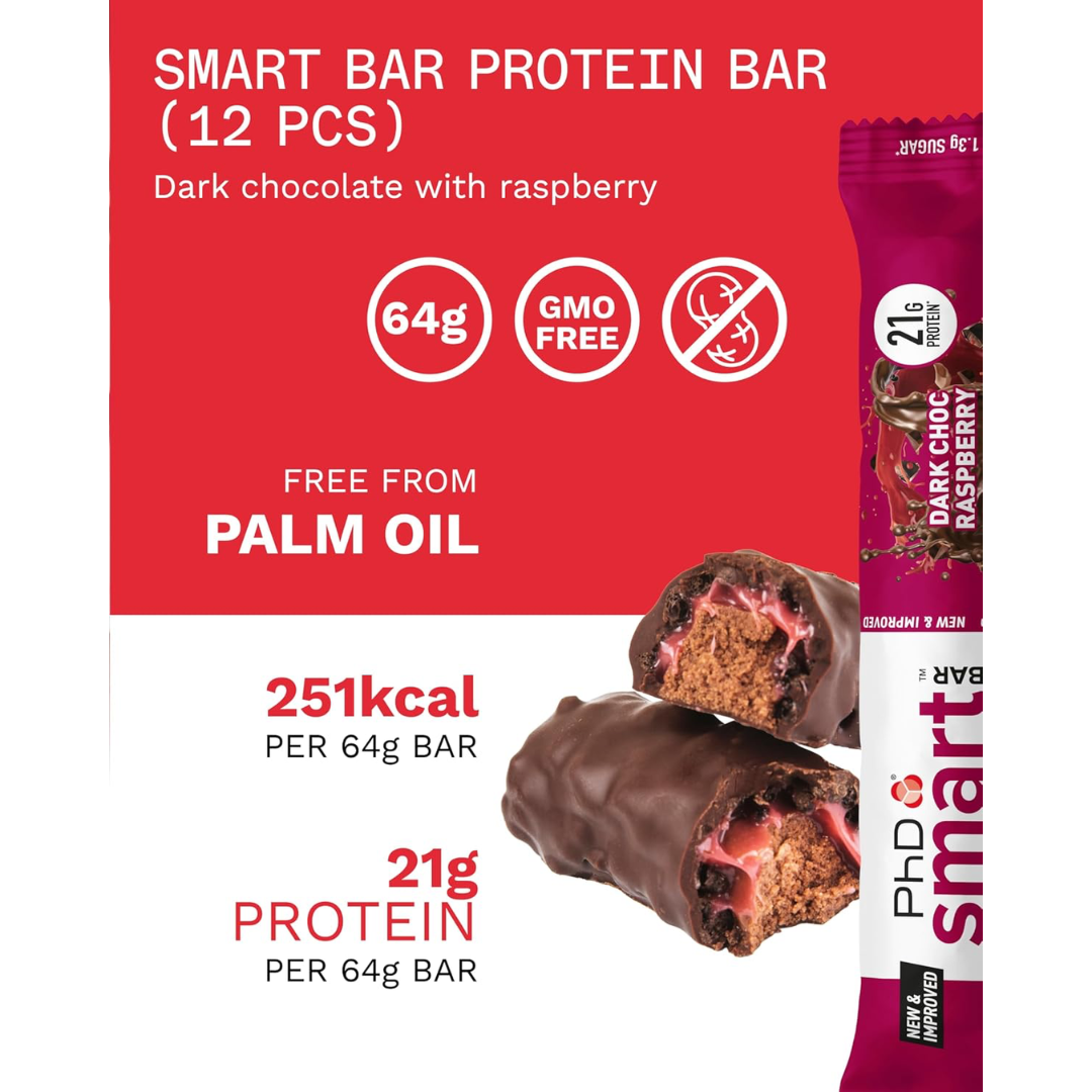 PhD Nutrition Smart Bar 12x64g Dark Choc Raspberry