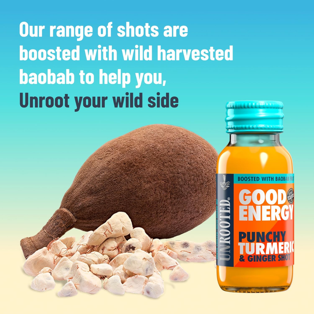 UNROOTED Drinks Health Shot 12x60ml Good Energy - Punchy Turmeric & Ginger