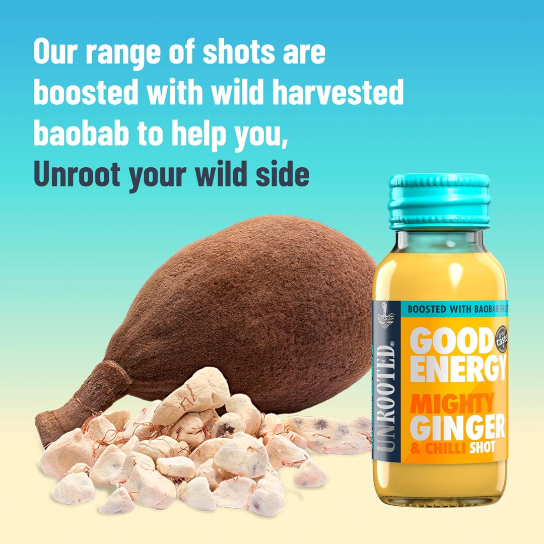 UNROOTED Drinks Health Shot 12x60ml Good Energy - Mighty Ginger & Chilli