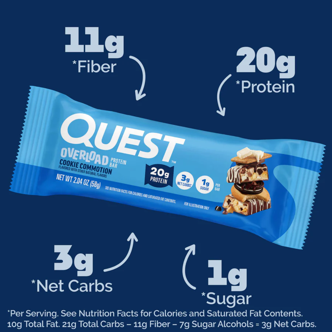 Quest Nutrition Overload Protein Bar 12x60g Cookie Commotion