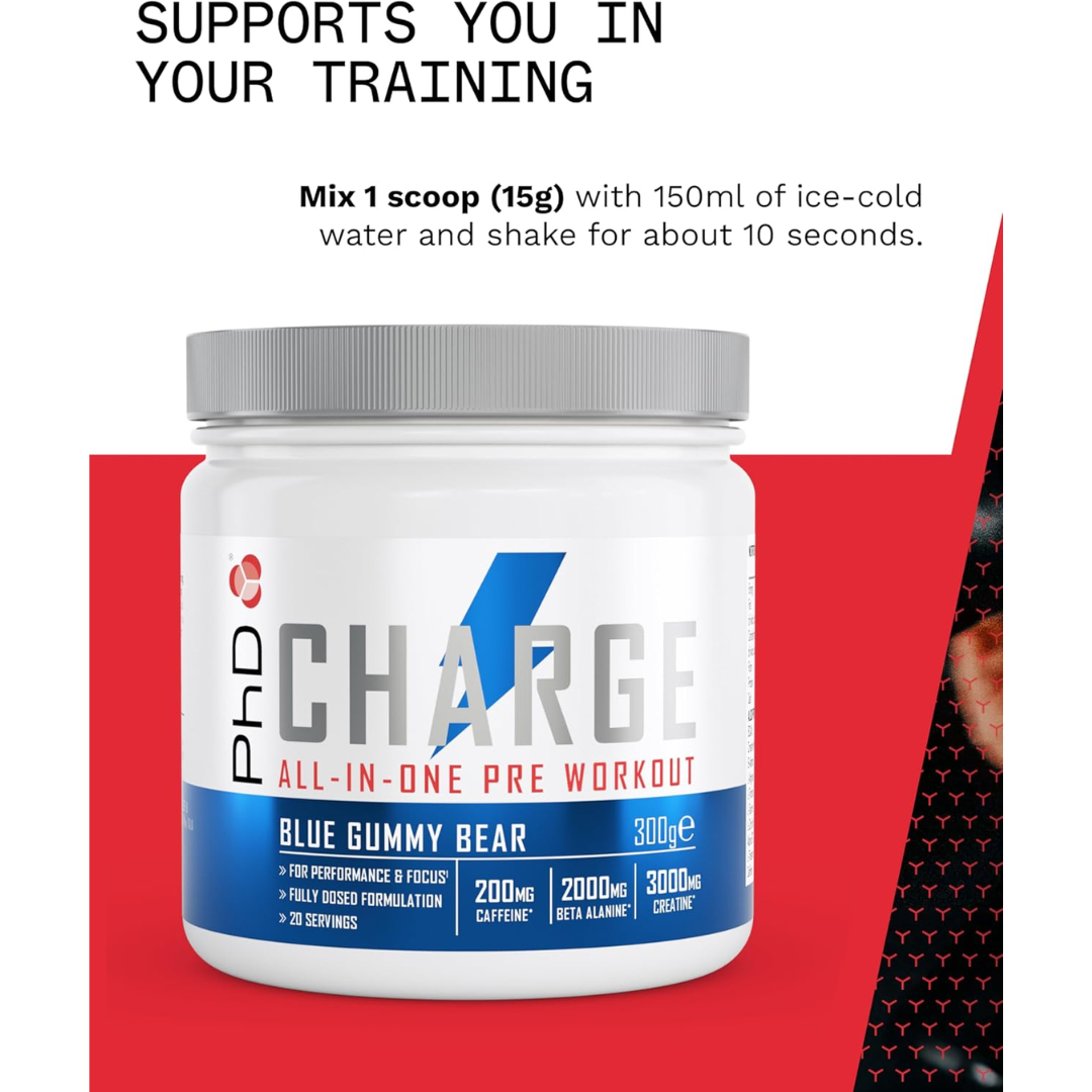 PhD Nutrition Powder Pre Wkt Charge 300g Blue Gummy Bear