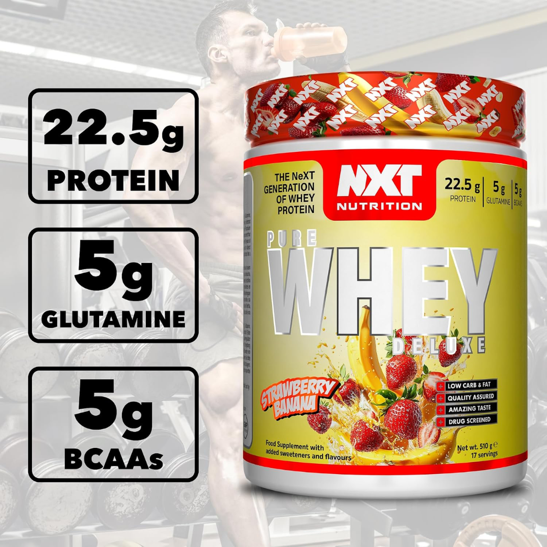 NXT Nutrition Pure Whey Deluxe 510g Strawberry Banana