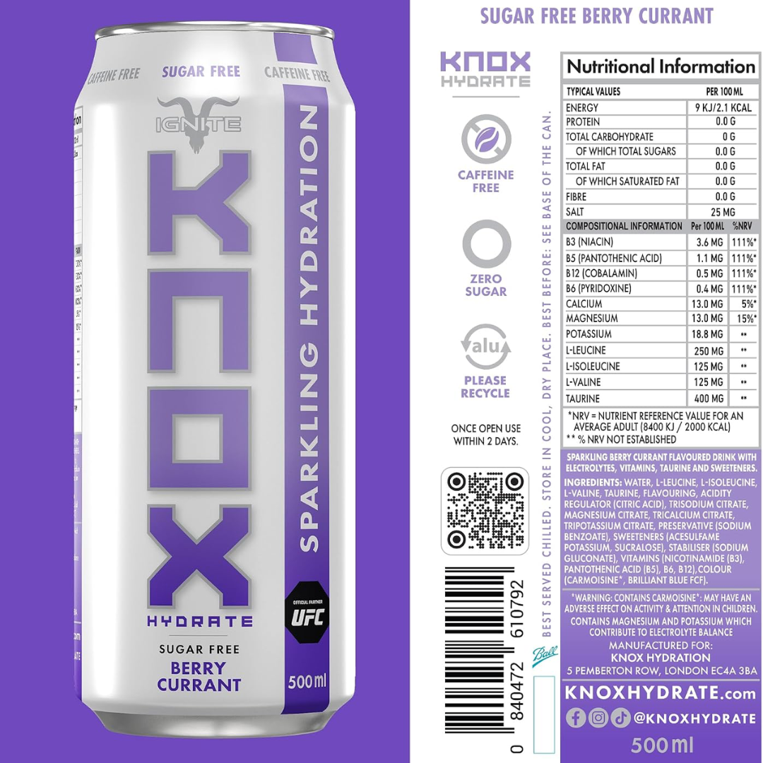 KNOX Hydrate 12x500ml Berry Currant