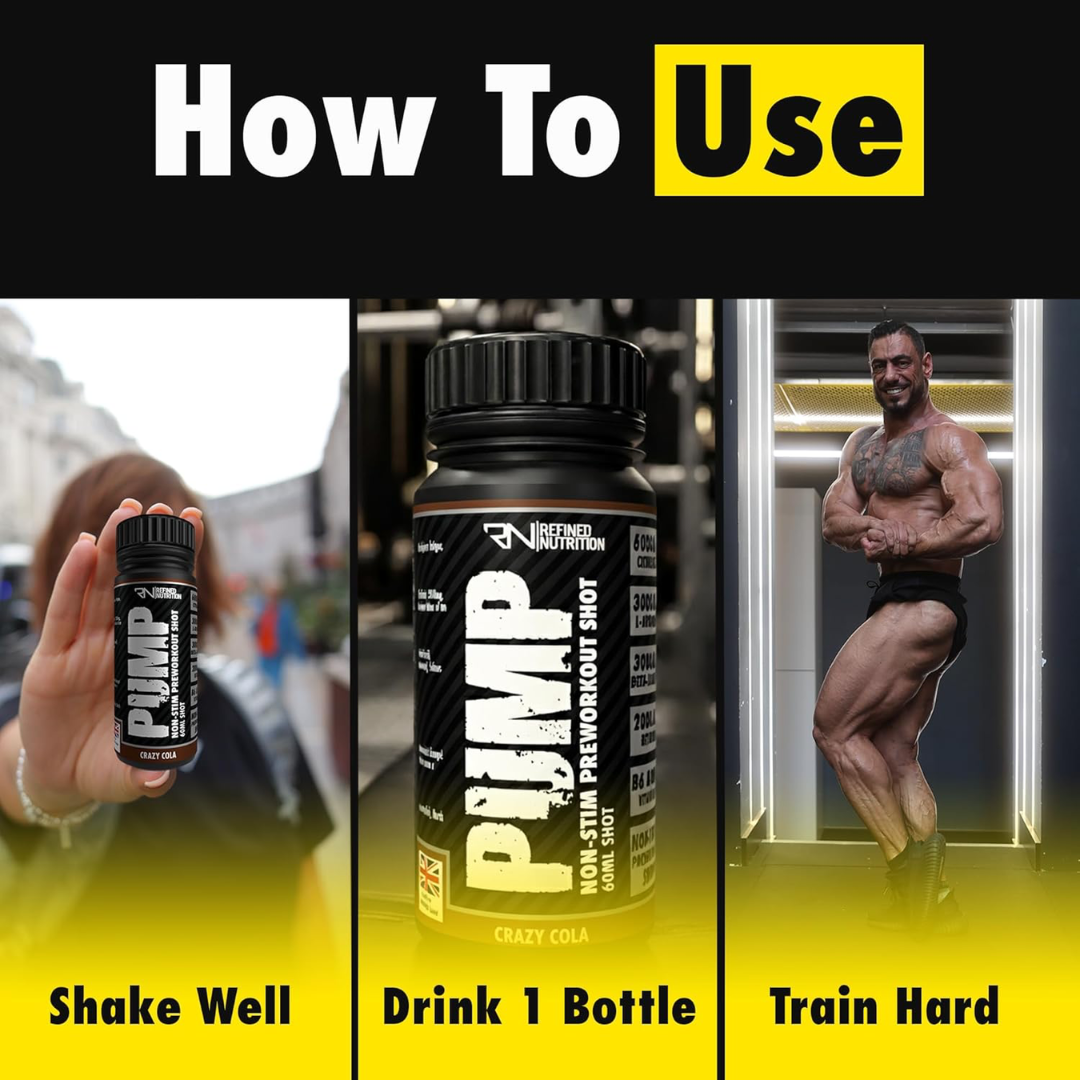 Refined Nutrition PUMP Non-Stim Pre-workout Shots 12x60ml Crazy Cola