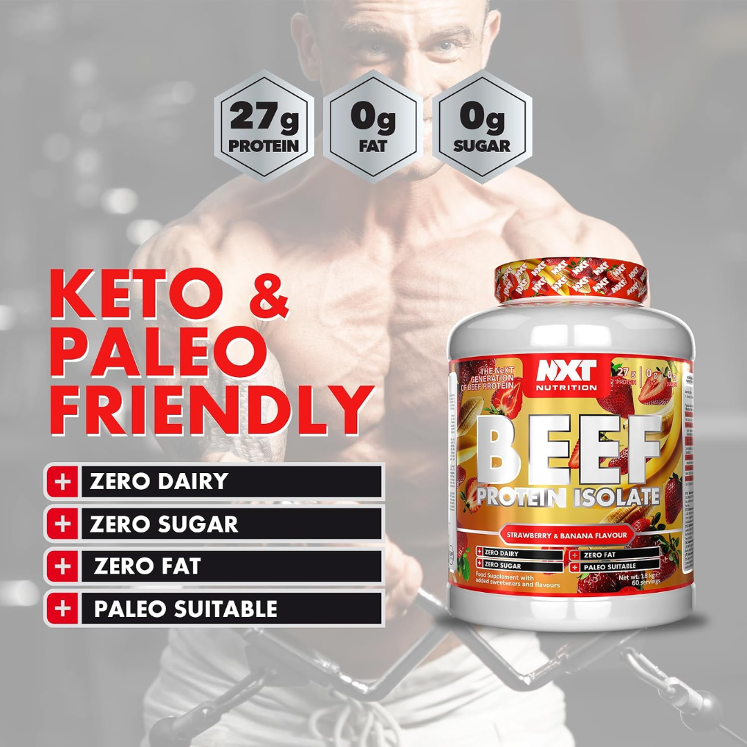 NXT Nutrition Beef Protein Isolate 1.8kg Strawberry & Banana