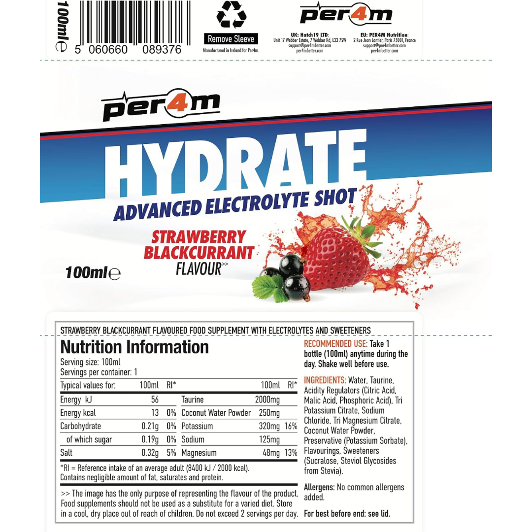 Per4m Hydrate Advanced Electrolyte Shot 100ml Strawberry Blackcurrant